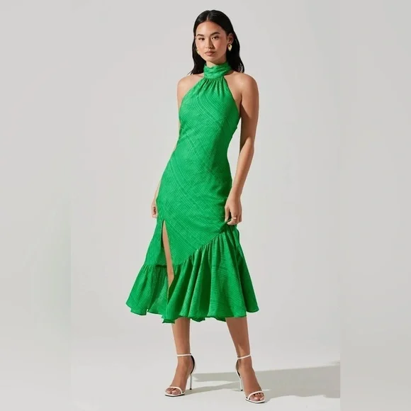 NWT Size S - ASTR The Label Caspia Halter Side-Slit Midi Dress - Picture 2 of 11